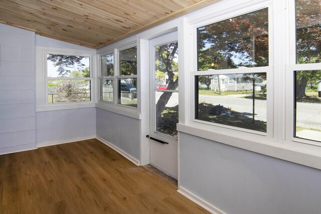 30 Pinetree Dr, Villas, NJ 08251 - unfurnished sunroom with wood ceiling, vaulted ceiling, wood finished floors, and baseboards
