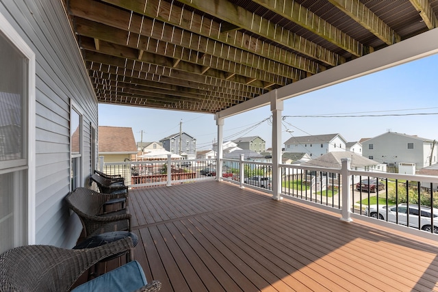 deck with a residential view