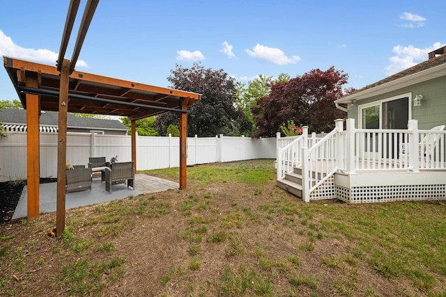 121 Roslyn Ave, North Cape May, NJ 08204 - fenced backyard with a patio area, a wooden deck, and outdoor lounge area