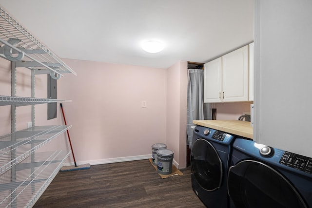 121 Roslyn Ave, North Cape May, NJ 08204 - washroom with cabinet space, washing machine and clothes dryer, and dark wood-style floors