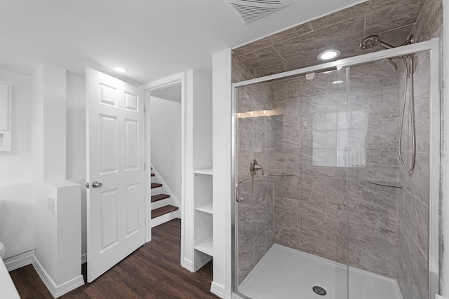 121 Roslyn Ave, North Cape May, NJ 08204 - full bath with a shower stall, wood finished floors, a spacious closet, and recessed lighting