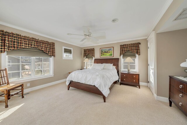 56 E 22nd St, Avalon, NJ 08202 - bedroom with light carpet, crown molding, and ceiling fan