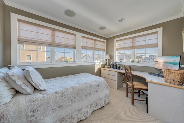56 E 22nd St, Avalon, NJ 08202 - bedroom with light carpet, crown molding, and a desk