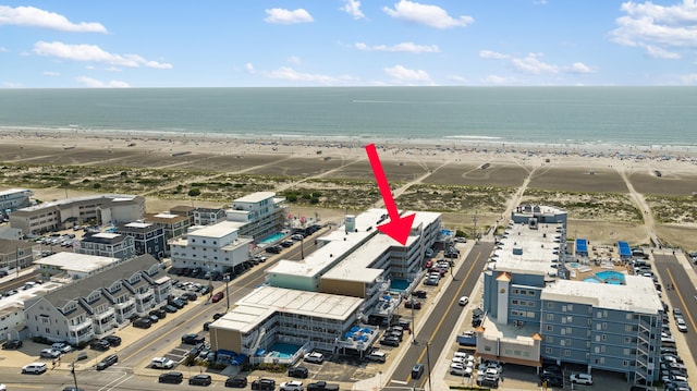 8401 Atlantic Ave # 405, Wildwood Crest, NJ 08260 - drone / aerial view of waterfront with a beach