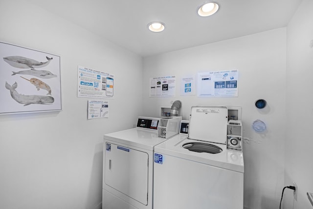 8401 Atlantic Ave # 405, Wildwood Crest, NJ 08260 - shared laundry featuring washing machine and clothes dryer and recessed lighting