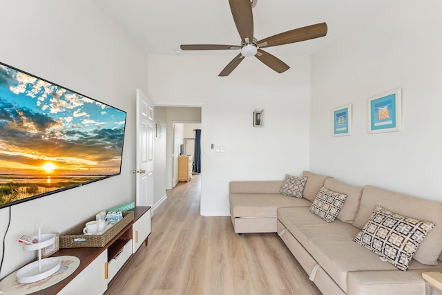 316 E 17th Ave Unit 6, North Wildwood, NJ 08260 - living room featuring light wood-type flooring and ceiling fan