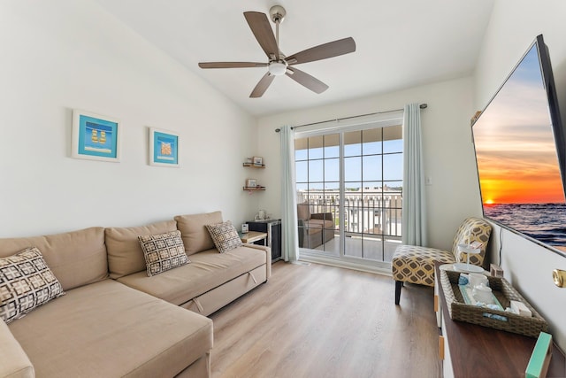 316 E 17th Ave Unit 6, North Wildwood, NJ 08260 - living room with ceiling fan, wood finished floors, and lofted ceiling