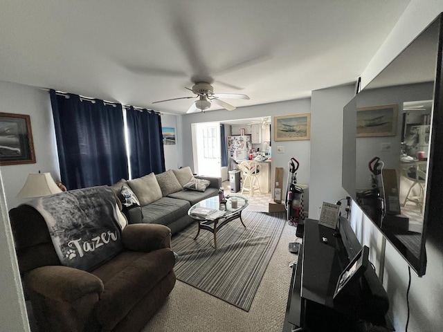 14 Lyndhurst Rd, Marmora, NJ 08223 - living area with a ceiling fan and carpet flooring