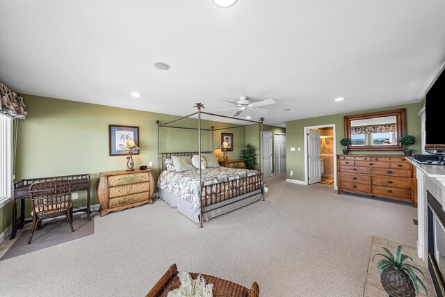 3328 Ocean Dr Unit 3328, Avalon, NJ 08202 - carpeted bedroom with recessed lighting, ensuite bathroom, and ceiling fan