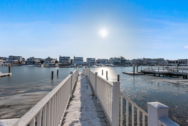 view of dock featuring a water view