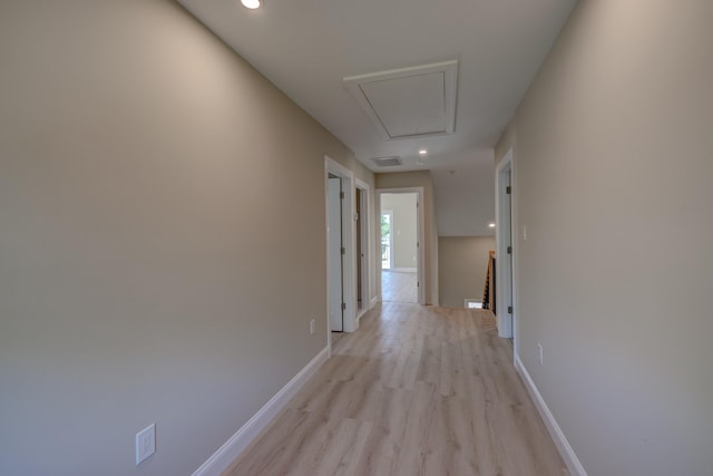 corridor featuring light wood-type flooring