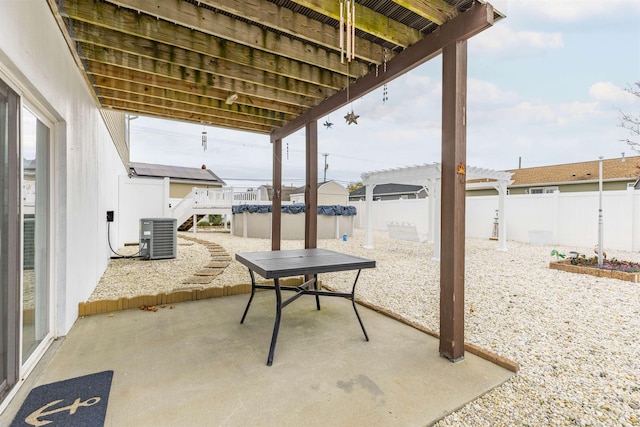 view of patio featuring a pergola and central air condition unit