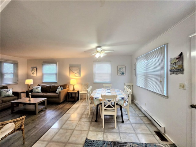 9903 2nd Ave, Stone Harbor, NJ 08247 - dining area featuring a baseboard radiator and ceiling fan