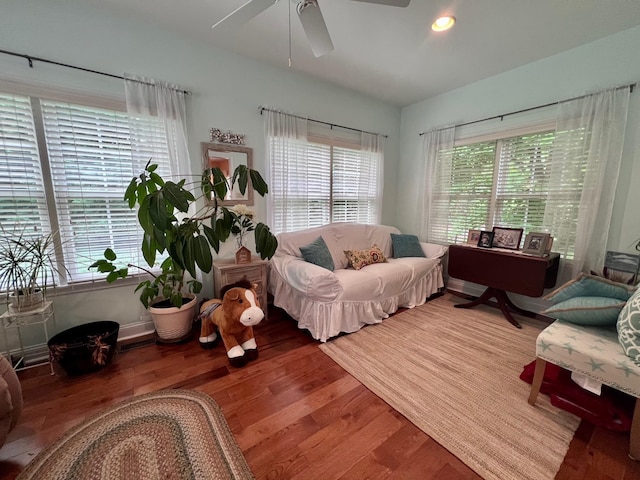 48 Wynndemere Ct, Cape May Court House, NJ 08210 - sitting room featuring healthy amount of natural light, ceiling fan, wood finished floors, and recessed lighting