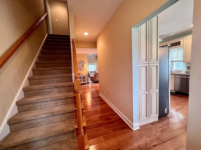 48 Wynndemere Ct, Cape May Court House, NJ 08210 - stairs with wood finished floors, recessed lighting, and baseboards