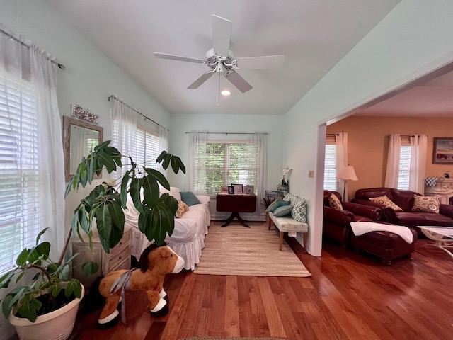 48 Wynndemere Ct, Cape May Court House, NJ 08210 - living room featuring wood finished floors, ceiling fan, and recessed lighting