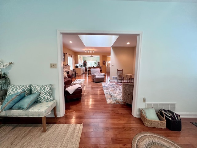 48 Wynndemere Ct, Cape May Court House, NJ 08210 - corridor with wood finished floors and a skylight