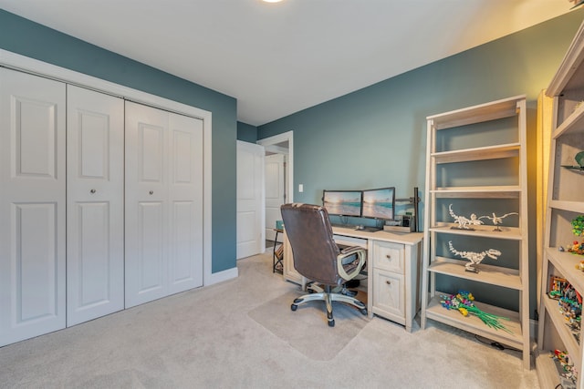 office featuring light colored carpet