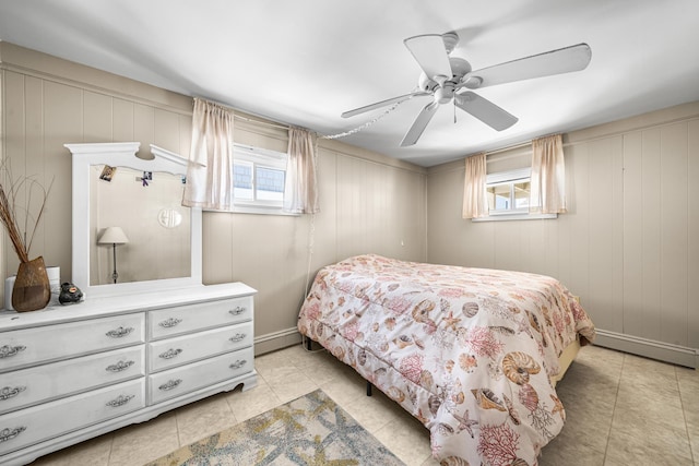28 89th St, Sea Isle City, NJ 08243 - bedroom featuring light tile patterned floors, baseboard heating, multiple windows, and ceiling fan