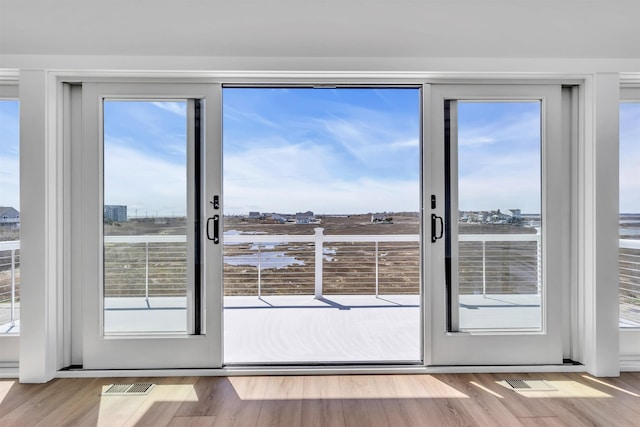 entryway with visible vents and wood finished floors