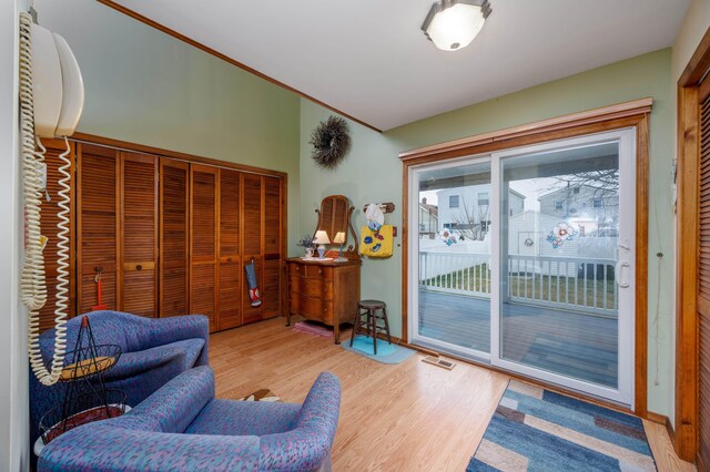 living area featuring wood-type flooring