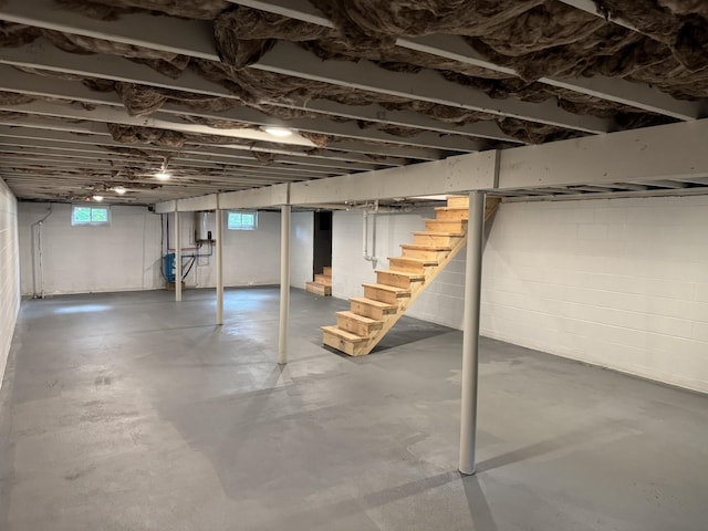 below grade area featuring stairway