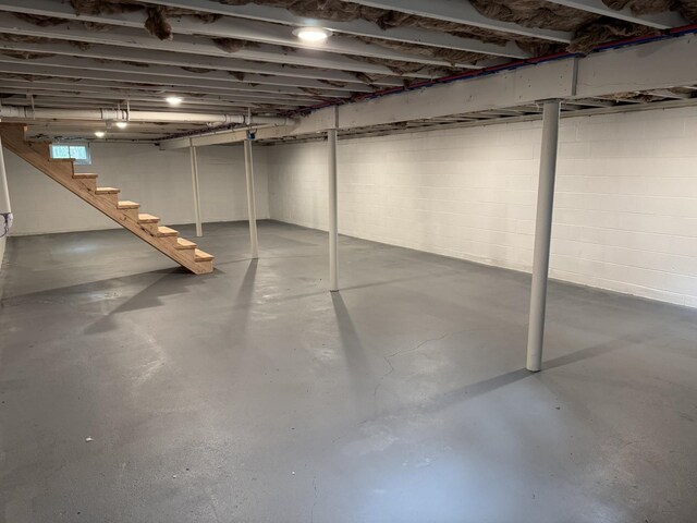 basement with stairs