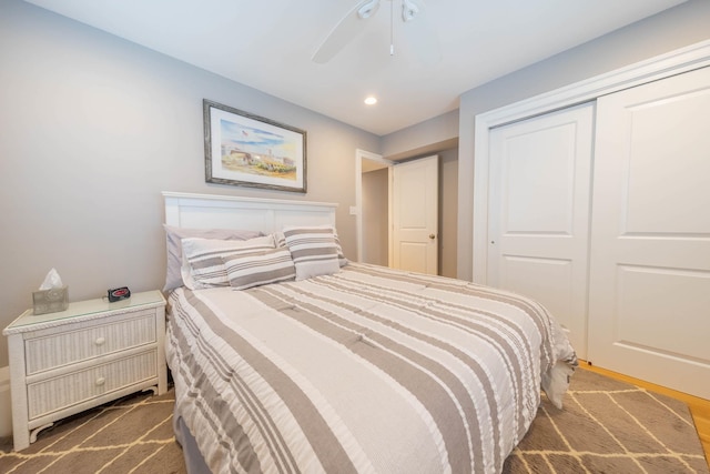 254 89th St Unit 1, Stone Harbor, NJ 08247 - bedroom with a closet, recessed lighting, and a ceiling fan
