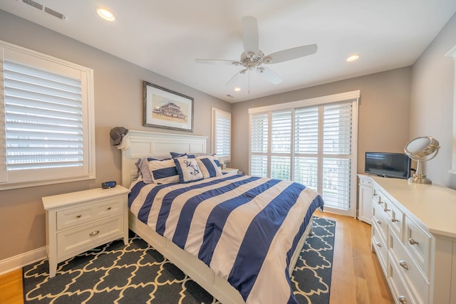 254 89th St Unit 1, Stone Harbor, NJ 08247 - bedroom featuring light wood-style floors, recessed lighting, a ceiling fan, and baseboards