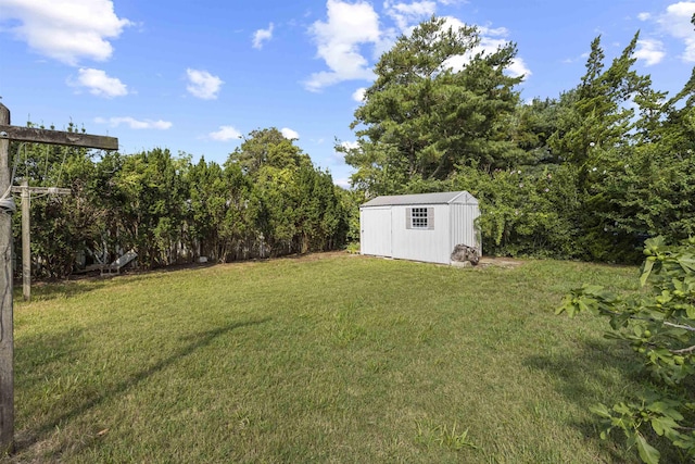112 Oakdale Ave, Villas, NJ 08251 - view of grassy yard featuring a storage shed