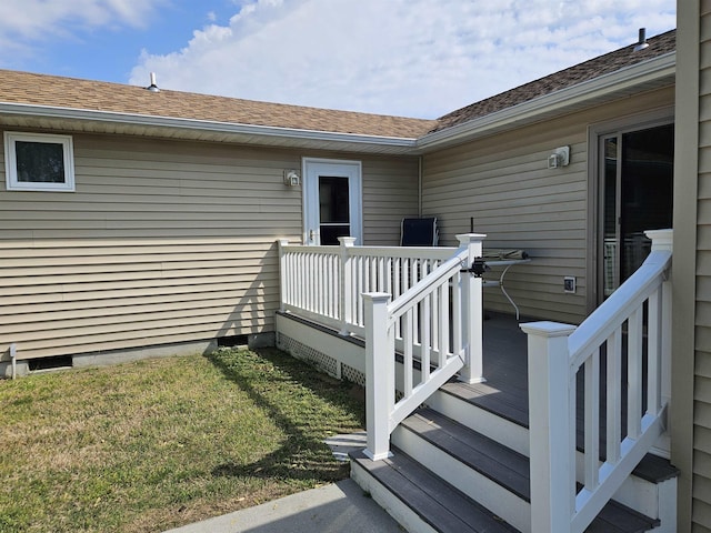deck with a lawn