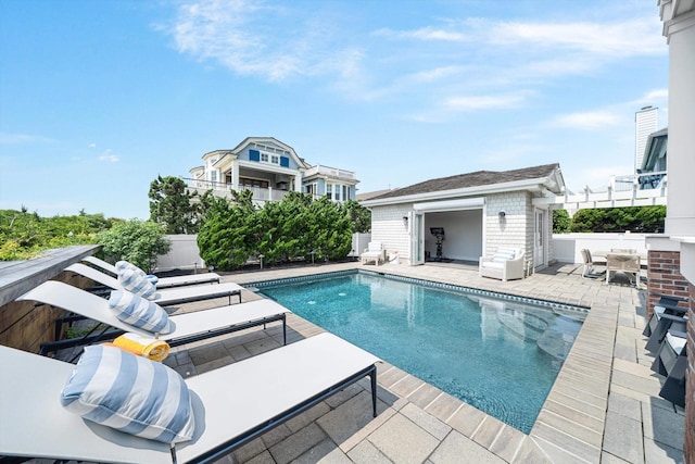 1 108th St, Stone Harbor, NJ 08247 - view of pool featuring a patio area and an outbuilding