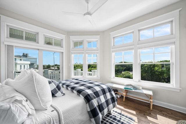 1 108th St, Stone Harbor, NJ 08247 - bedroom featuring wood finished floors, access to outside, and ceiling fan