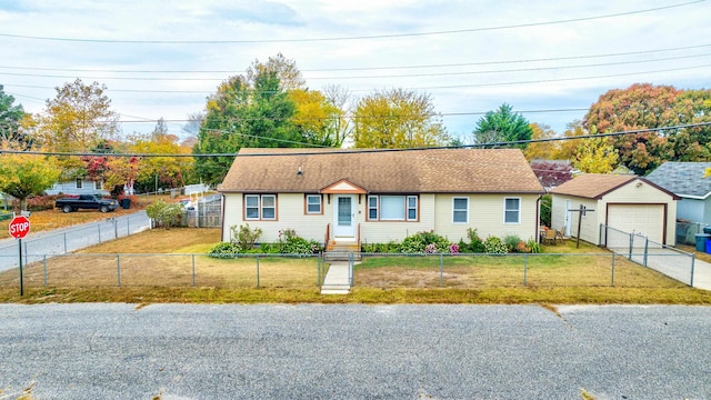 ranch-style house with a front lawn