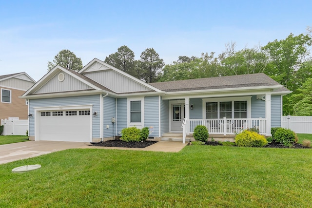 19 Canterbury Way, Cape May Court House, NJ 08210 - view of front of house featuring board and batten siding, a garage, driveway, a porch, and a shingled roof