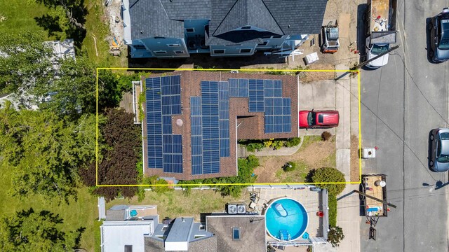 129 W Hollywood Ave, Wildwood Crest, NJ 08260 - aerial view of property and surrounding area featuring a pool area and property parcel outlined
