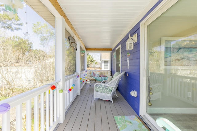 wooden deck with covered porch