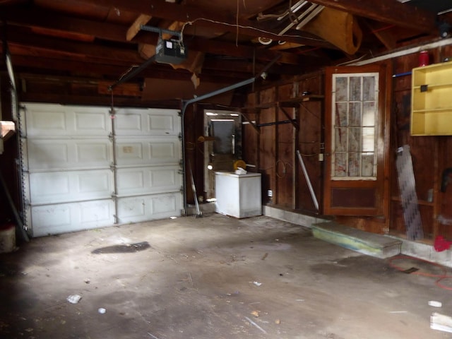 garage with a garage door opener