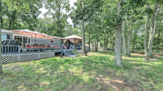 38 Kings Ln, Cape May Court House, NJ 08210 - view of green lawn featuring a wooden deck and a gazebo