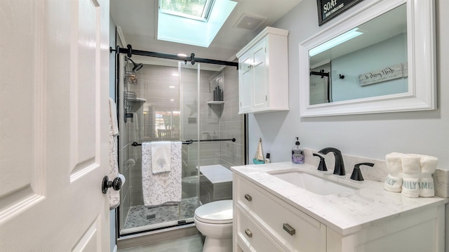 38 Kings Ln, Cape May Court House, NJ 08210 - bathroom with a skylight, vanity, and a shower stall