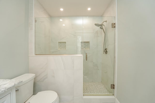 5 Edwards Ter, Seaville, NJ 08230 - full bathroom with toilet, a shower stall, vanity, and recessed lighting