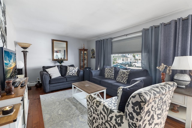 222 E 2nd Ave, North Wildwood, NJ 08260 - living room featuring hardwood / wood-style flooring and a baseboard heating unit