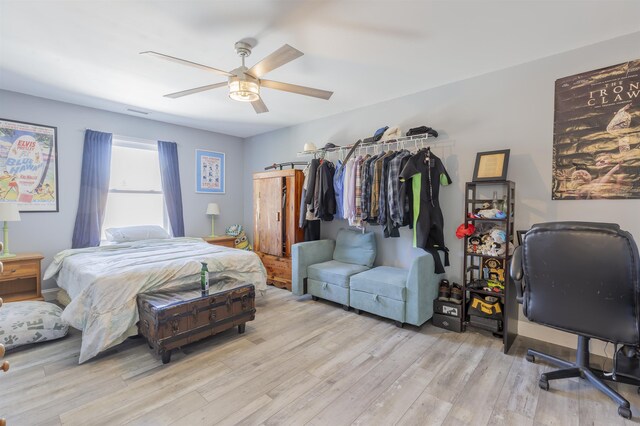 151 Stimpson Ln, West Cape May, NJ 08204 - bedroom featuring light wood-style flooring and ceiling fan