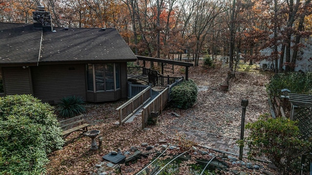 view of yard with a deck