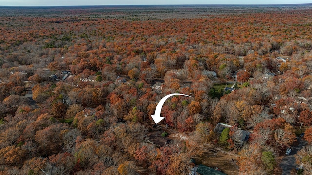 birds eye view of property with a forest view