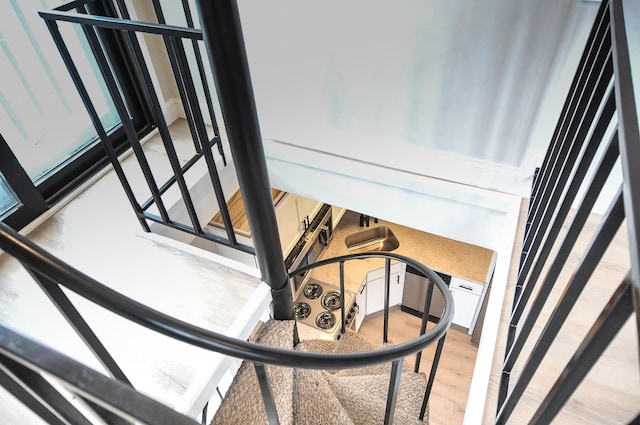 staircase with wood finished floors