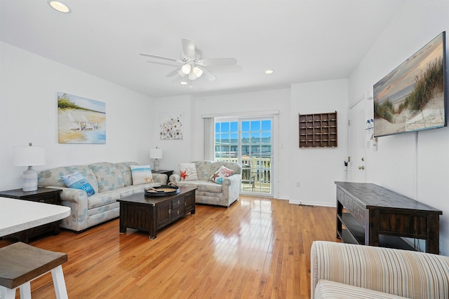 305 E Bennett Ave Unit A, Wildwood, NJ 08260 - living room with recessed lighting, light wood-type flooring, and ceiling fan