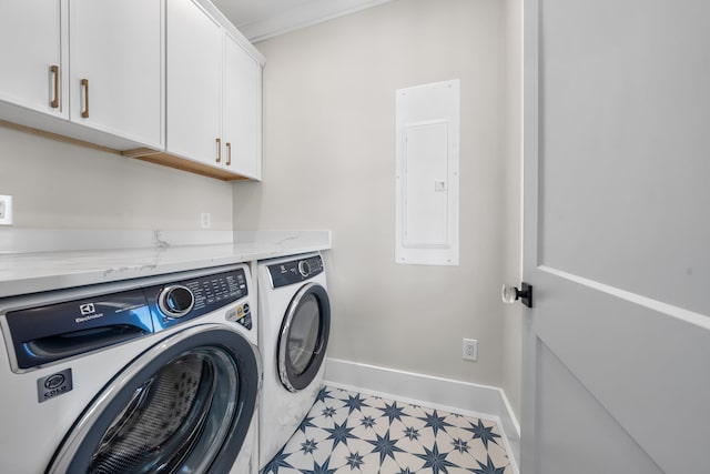 242 83rd St, Stone Harbor, NJ 08247 - washroom with separate washer and dryer, cabinet space, electric panel, and light floors