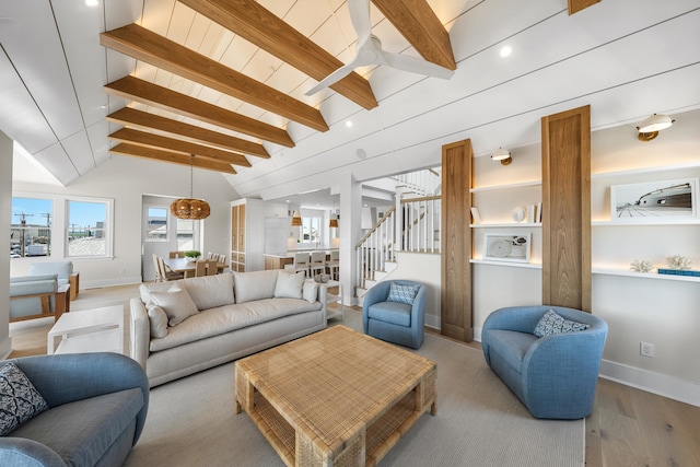 242 83rd St, Stone Harbor, NJ 08247 - living room with wood finished floors and stairway