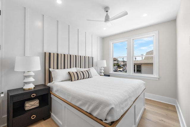 242 83rd St, Stone Harbor, NJ 08247 - bedroom with light wood-style flooring, recessed lighting, and ceiling fan